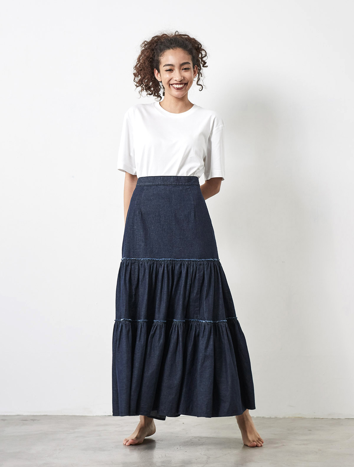 TIERED LONG FLARE SKIRT
