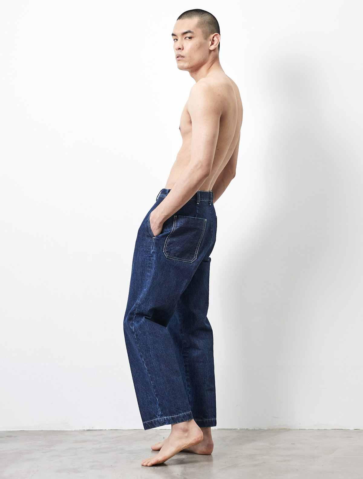 DENIM FLAT FRONT TROUSERS | JapanDenim ENglish