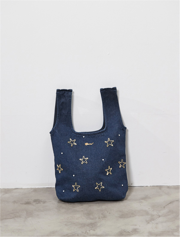 DENIM FABRIC BAG<br>STAR BIJOU / PEARL BIJOU / FLOWER BIJOU | 日本 ...