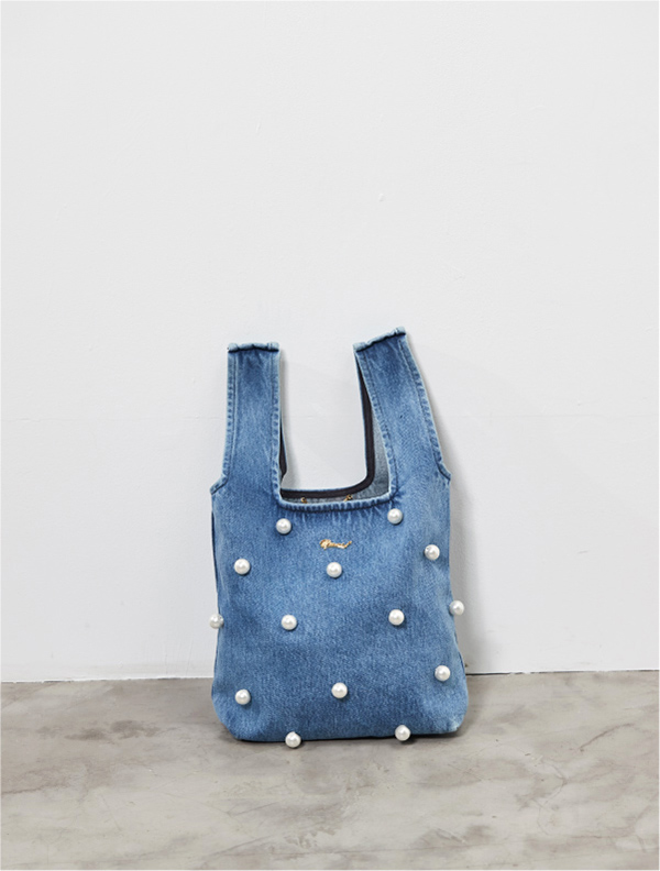 DENIM FABRIC BAG<br>STAR BIJOU / PEARL BIJOU / FLOWER BIJOU | 日本 ...